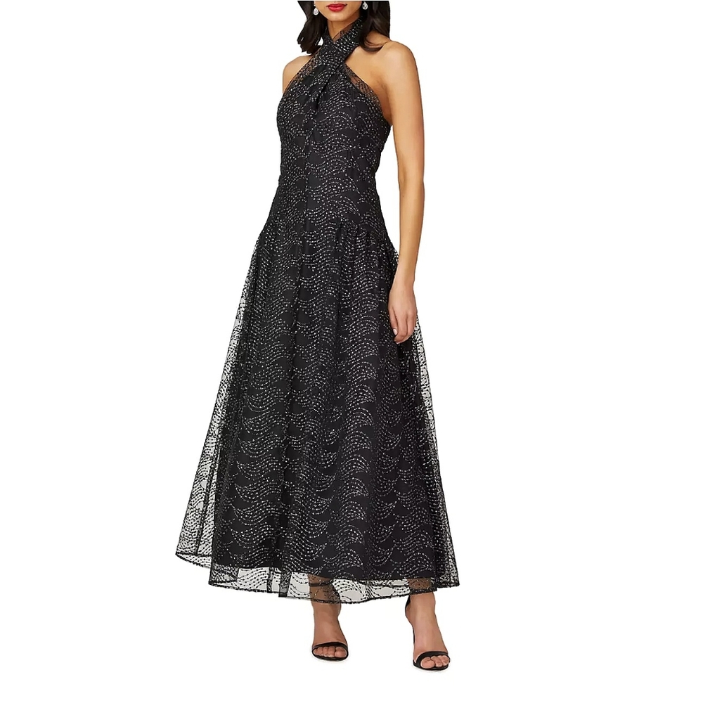 Shoshanna x Anthropologie Midnight Olivia Embroidered Stars Midi Dress